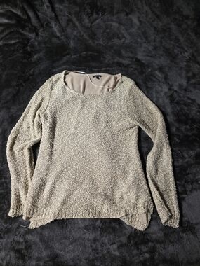 Apt. 9 Light Dark Cream/Gold Scoop Neck Sequin Sweater